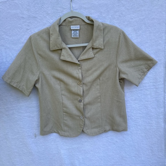 White Stag Tan Button-Up Blouse - Picture 2 of 10